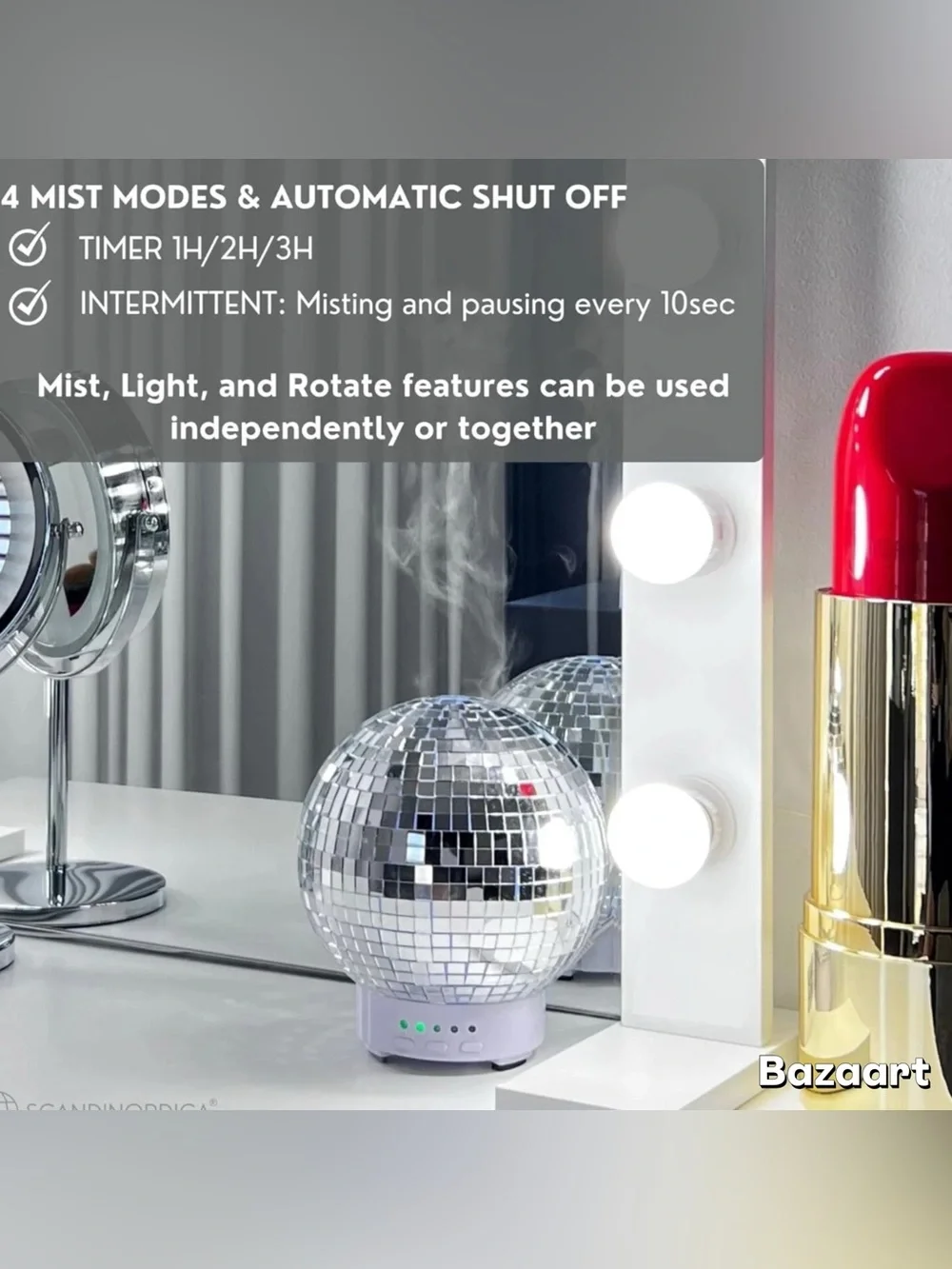 Disco Ball Diffuser : Rotating Aromatherapy Diffuser, Maximalist Decor 7 colors